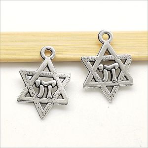 Lot 200pcs Star Hexagram Tibetan Silver Charms Pendants for jewelry making Earring Necklace Bracelet Key chain accessories 21*15mm DH0187