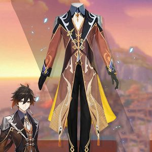 Nowa gra przybywa Genshin Impplay Cosplay Zhongli Costume Zhong Li Cosplay Genshin Impplay Cosplay Halloween Party Customs Y0903