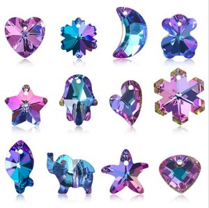 Crystal Glass Necklace Pendant Fantasy Pink Purple Star Moon Snowflake Personality Creative Pendants diy Earrings Phone Bracelet Jewelry Accessories