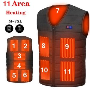 11 Area Heating Vest Men/Women Casual V-neck USB Heated Smart Control Temperature Jacket Cotton Coat Winter Hunting 210923
