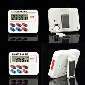 Timers 10pcs Hurtowa magnetyczna LCD Digital Kitchen Countdown 24 -godzinny timer ze stojakiem na studia szkolne gotowanie biurka biurka