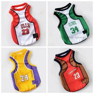 Köpek Giyim Yelek Basketbol Forması Serin Nefes Pet Kedi Giysileri Köpek Spor İlkbahar Yaz Moda Pamuklu Gömlek Lakers Büyük Köpekler XXL A84