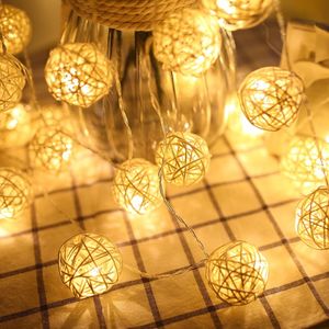 Rattan Ball LED String Light 5M 20Led Warm White Fairy Lighting Holiday Lamps For Party Christmas Wedding Decoration