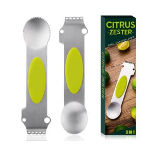 Citrus Zester 3-in-1 Edelstahl Zitronenreibe Obstschäler Werkzeuge Multifunktions-Küchenzubehör Bar Gadget XBJK2104