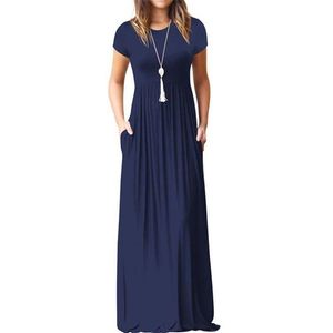 Elegantes langes Sommerkleid Frauen Kurzarm Maxikleid Damen Party Casual Kleider Weibliche Robe Femme Grün Rot XXL 210409