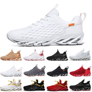 Icke-varumärken män Kvinnor Running Shoes Blad Slip On Triple Black White Red Grey Terracotta Warriors Herr Gym Trainers Outdoor Sports Sneakers Storlek 39-46