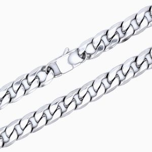 Män Smycken 100% Rostfritt Stål Halsband för Man Curb Cuban Chain 8mm Bredd 18 20 22 24 26 28 30 32 36 tum