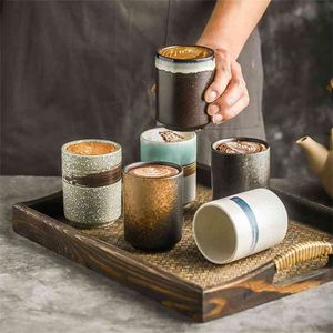 220ml Ceramic Coffee Cup Coffee shop latte single Pull Water Cups Restaurant kitchen bar tea cup Office coffee mug 210804