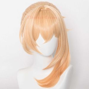 Gensshin Impact Yoimiya Cosplay Peruki rekwizyty odporne na ciepło Syntetyczne Wig Anime Włosy zbudowane w fryzurze Y0913