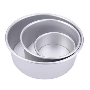 3 Wielowarstwowe Okrągłe Cake Mold Set Stop Aluminiowy Stick 4/6/8 cal Patelki do pieczenia ciasta z wymiennymi butami kuchennymi 210721