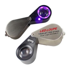 10 Lupe großhandel-50 stücke x Professioneller Lupe Lupe LED UV Light Schmuck Diamant Lupe mm Achromatische Triplettlinse Optisches Glas