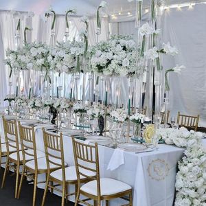 花瓶10pcs 結婚式の装飾花のデザインアクリル透明なクリスタルイベントパーティー通路は豊富なスタンドAB0628