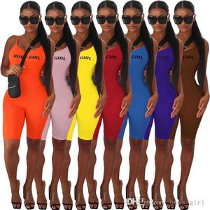 Women Jumpsuits Designer Onesies Slim Sexy Solid Color BODYSUIT Sleeveless Shorts One Piece Pants Ladies Rompers 7 Colours