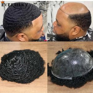 Afro encaracolado 10mm onda de cabelo humano toupeee para África-Americana Homens Natural Natural Indian Virgin Hairs 120% de injeção de densidade