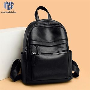 Högkvalitativ ryggsäck PU Läder Ryggsäckar Kvinnor Travel Backpack School Bags för Teenage Girls Shoulder Bag 210922
