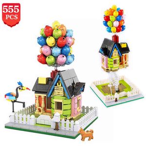 Idéer Film Up House Byggnadsblock Suspended Balloon House Force Balance Bricks Montering Toys Presenter för barn Y220214