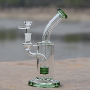 Yeşil Temizle Yağ Burner Nargile Boru Sigara Cam Beher Percolator Bong Fristted Disk Shisha Su Cam Tütün Dab Rig Borular 14mm Kadın Ortak Araçları Aksesuarları