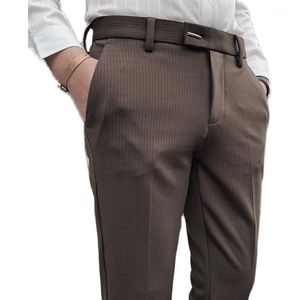 Style Casual Trousers With Small Feet Male Korean Trendy Slim Drape Business Formal Wear Pinstripe Men's Pants