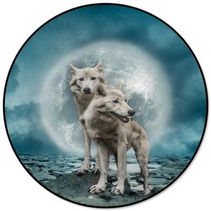 Wholesale moon floor for sale - Group buy Full Moon Wolf Animal Round Carpets For Living Room Home Areas Rug Bedroom Floor Mat Decor Drop