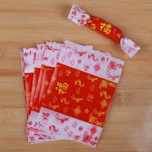 Present Wrap AQ 500st/Lot Red Border Chinese Style Flying Dragon Phoenix Knot Mönster Party Baking Nougat Diy Wrapping Paper