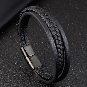 Armreif Mode Mehrschichtiges handgewebtes Leder Metall Magnetschnalle Armband Herren Klassisch Trend Täglich Straßenparty Zubehör