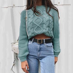 Solid Pullovers Tröja Kvinnor Vintage Casual Sweater Jumper Höst Vinter Kvinna Pullovers Toppar 210415