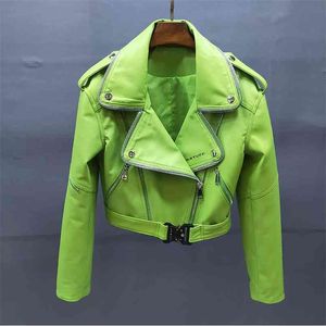 本革のジャケットの女性のコート春の本物のシープスキンコートレターショートスタイルブランド長袖衣類+ FN0067 210909