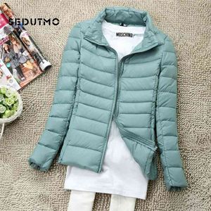 Sedutmo Inverno Mulheres Down Casaco Curto Ultra Luz Duck Jackets Slim Puffer Jaqueta Outono Parkas ED660 210923