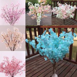 2021 5 cor de plástico seda artificial florescer flores decorativas para casamento diy pêssego flor de cereja ramo decorativo decorativo