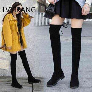 NAUSK Thigh High Boots Female Winter Boots Women Over The Knee Boots Flat Stretch Sexy Fashion Shoes 2023 Black Botas Mujer YQ231025