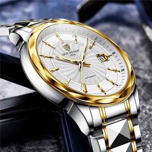 LIGE Original Brand Wrist Watches Mens Automatic Self-Wind Tungsten Steel Waterproof Business Mechanical Watch Relogio Masculino 210527