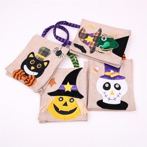26*15cm Festive Party Supplies Halloween Linen Tote Bag Pumpkin Candy Storage Bags 4 Styles Halloweens Decoration Handbag T9I001370 10pcs