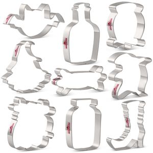 Хэллоуин Party Cookie Cutter Набор 9 PS Конфеты, Бутылка для обуви, Batbiscome Fondant Нержавеющая Сталь