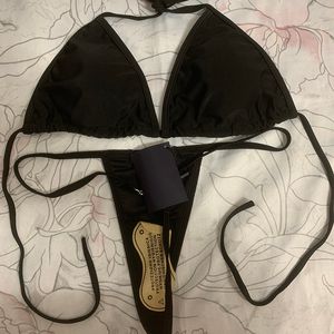 Beachwear Metal Mini Bikinis Tasarımcısı Thong Biquini 2023 Marka Brezilya Mikro Seksi İki Parça Mayolar Siyah Mayo XL Tag Biquinis Kadın Maillot de Bain