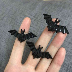 Vintage Gothic Halloween Black Bat Ring Jewelry Opening Adjustable Punk Style Ring Male Female Couple Hip-hop Index Finger Ring G1125