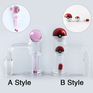 Two styles Flat Top Terp Slurper Smoking Quartz Banger with Glass Marble Screw And 4mm Ruby Pearls Set 10mm 14mm 18mm 45 90 Nails For Bongs