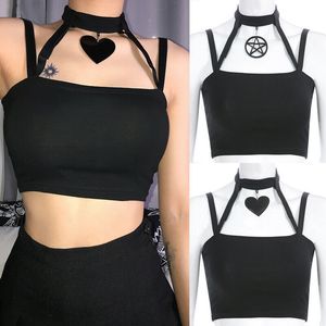 Women Sexy Crop Top Camis Halter Gothic Beach SleevelShirt Slim Tanks Top Ladies Casual Summer Female Clothing New 2019 X0507