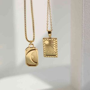 Fashion Hot Selling k Gold Plated Stainless Steel Sunrise Shine Jewelry Moon Long Pendant Necklace for Women