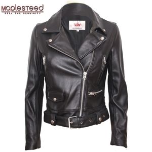 MAPLESTEED Natural Sheepskin Genuine Leather Jacket Women Brand Slim Female Real Lambskin Outerwear Ladies Clothing M125 211110