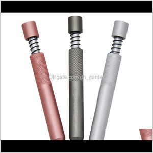 Household Sundries Home & Garden Drop Delivery 2021 Portable Metal One Hitter Bat Spring 78Mm Aluminum Snuff Snorter Tube Herb Pipe Cigarette