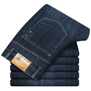 Jeans masculinos 2021 outono moda negócio de algodão alongamento alta qualidade simplicidade casual regular fit calças jeans marca masculina