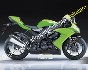 ABS Fullständiga Fairings ZX-10R 08 09 10 för Kawasaki Ninja ZX10R Green Black Motorcycle Fairing Kit 2008 2009 2010 (formsprutning)
