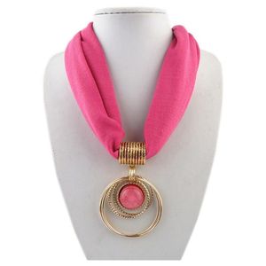 Sciarpe Jersey Poliestere Collana Sciarpe Bufanda Mujer Ciondolo Gioielli di lusso Scialli Moda estiva Accessori per l'usura del collo