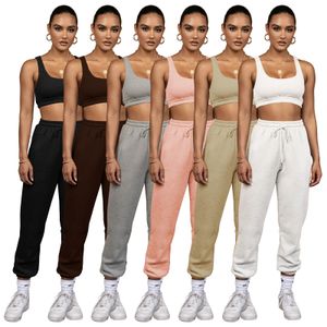 Kvinnor Casual Sports Gym Workout Passar Tracksuits Matchande Set Två Piece Outfits Streetwear Sweatshirts Crop Top Long Pants