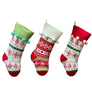 Juldekorationer Julstrumpor Giftväskor Stora stickade Snowflake Socks Xmas Tree Ornament W-00955