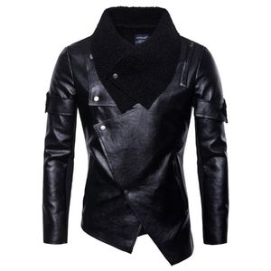 Men's Fur & Faux Men Leather Jacket Autumn Outfit Eu Size Motorcycle Coat Personality Irregular Punk