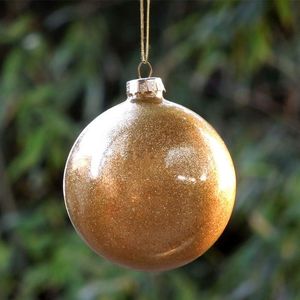 Party-Dekoration, kleine Verpackung, Gold-Gelb-Serie, Glaskugel, Weihnachtsbaum-Anhänger, verschiedene Durchmesser: 6 cm, 8 cm, 10 cm, 12 cm, 15 cm, 20 cm, handgefertigt