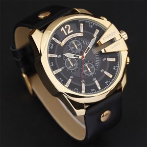 Curren 8176 Men Watches Top Brand Luxury Gold Male Watch Fashion Leather Strap Outdoor Casual Sport Wristwatch With Big Dial 210804