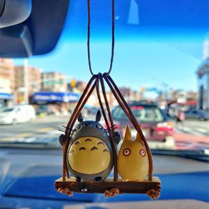 Söt anime bil accessorie totoro ansiktslös manlig hängande auto backview spegel födelsedagspresent dekoration ornament