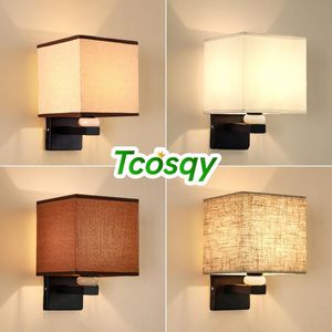Vägglampa tcosqy tyg används i el rum och hem förbättring sovrum vit, svart, beige, linne brun 110v220ve27